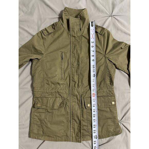 Womens Utility Jacket Love Tree Olive Green LS Zips & Snaps Size Small - Picture 15 of 16